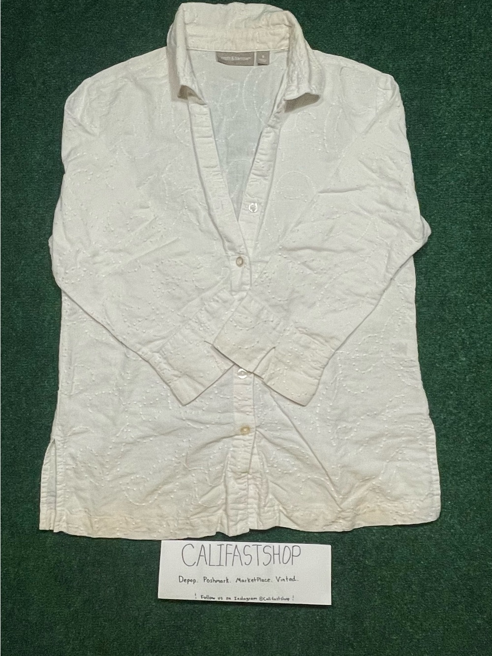 croft & barrow White Eyelet Button-Down Shirt